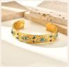 Natural Stone Turquoises Bracelets For Women, Stainless Steel Link Hand Chain Wristband,18k Gold Plated Bracelet Set Jewelry