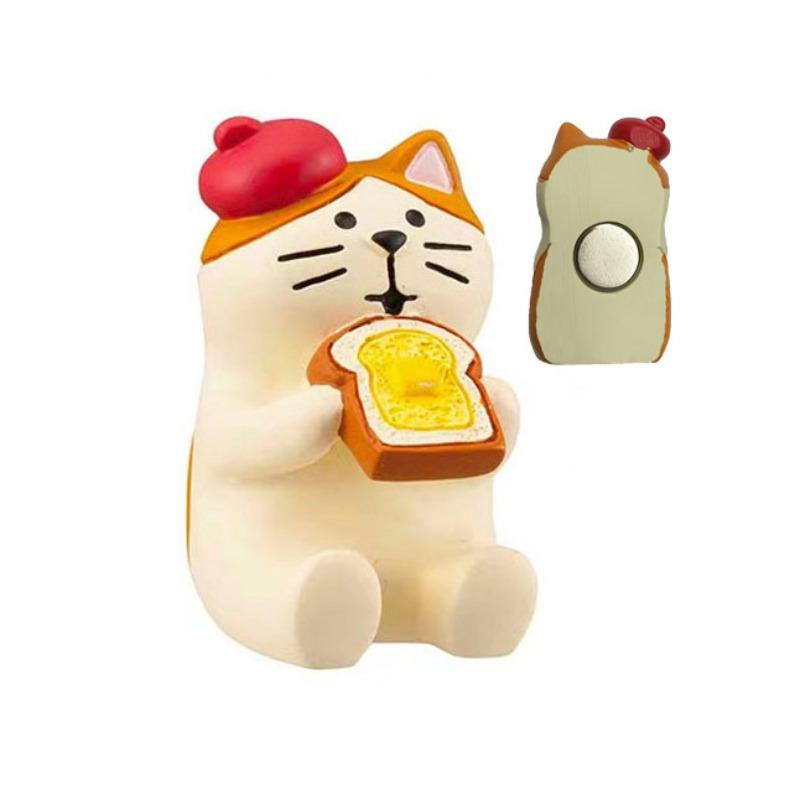 Japanese cat refrigerator sticker, grocery zakka cute bread coffee shop decoration gift miniature resin ornament