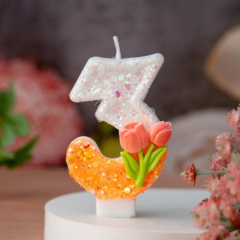 Creative DIY 0-9 Birthday Flower Candle for Cakes and Desserts