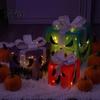 Glowing Night Light Ornaments 3Pcs Lighted Halloween Pumpkin Gift Boxes, Spooky Face Tiered Scene Layouts Presents Box, Warm Holiday Ornament