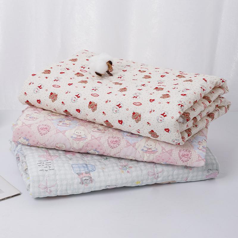 0.5m/1m Cartoon Printed Heart-shaped Quilted Cotton Fabric For Sewing Gloves Children's Cotton Jackets Makeup Bags DIY Fabric