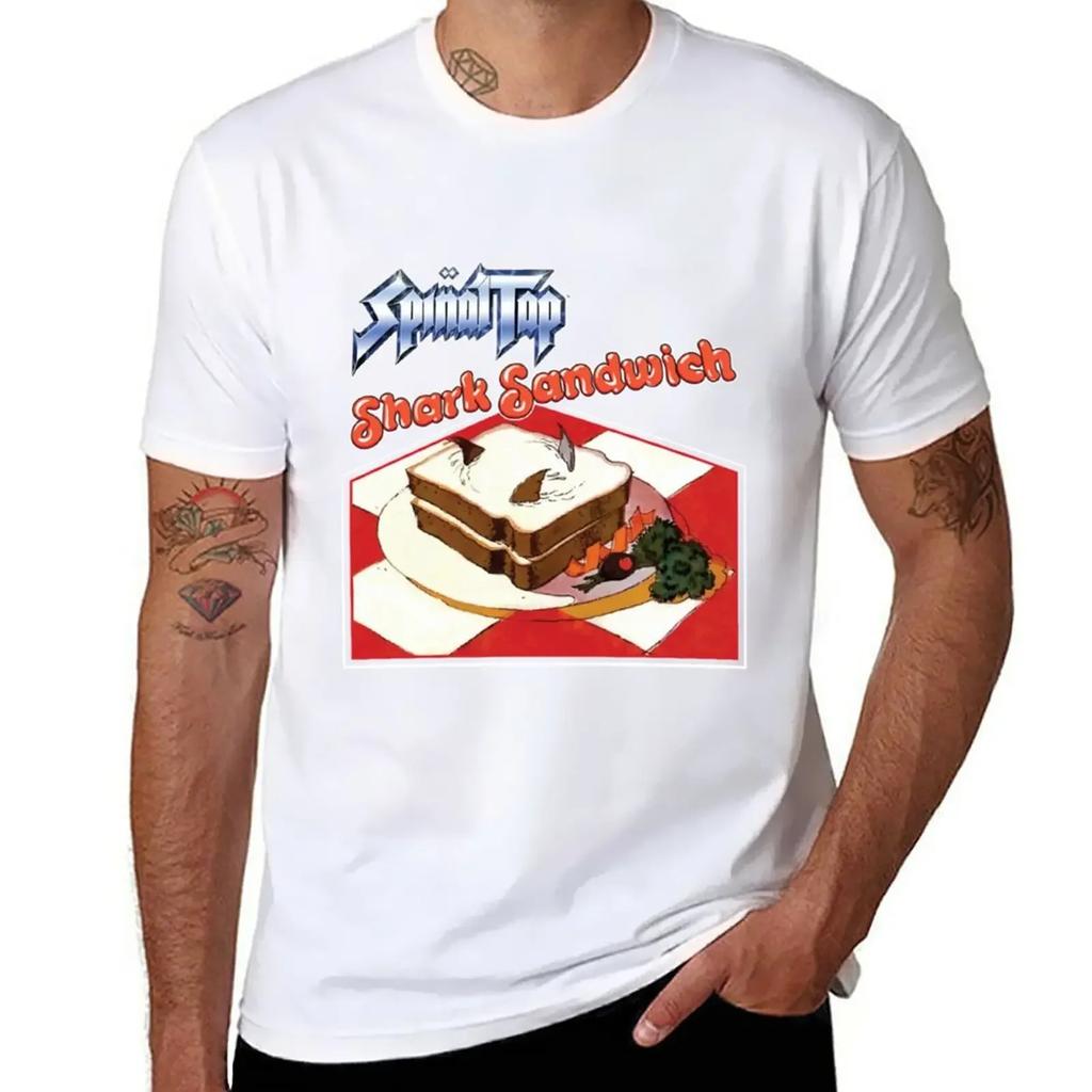 Shark Sandwich T-Shirt Customs Design Your Own Tops Heavy Weight T Shirts for Men