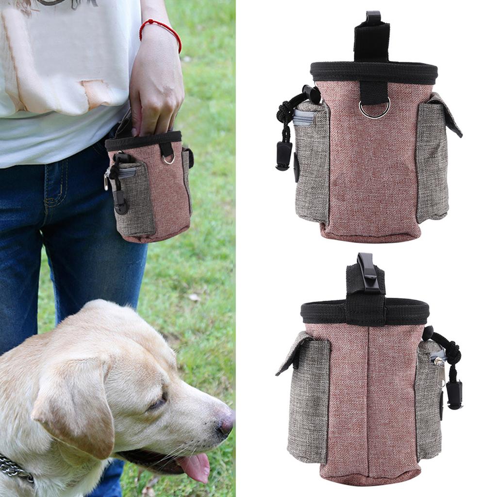 Portable Cotton Linen Pet Dog Detachable Feed Pocket with Adjustable Waistband