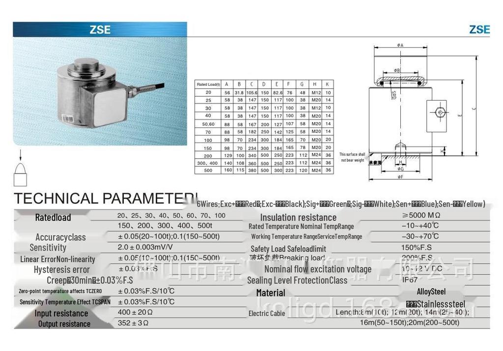 Keli High-Capacity Sensors: ZSE-50T, 100T, 150T, 200T, 300T, 400T, 500T Tons