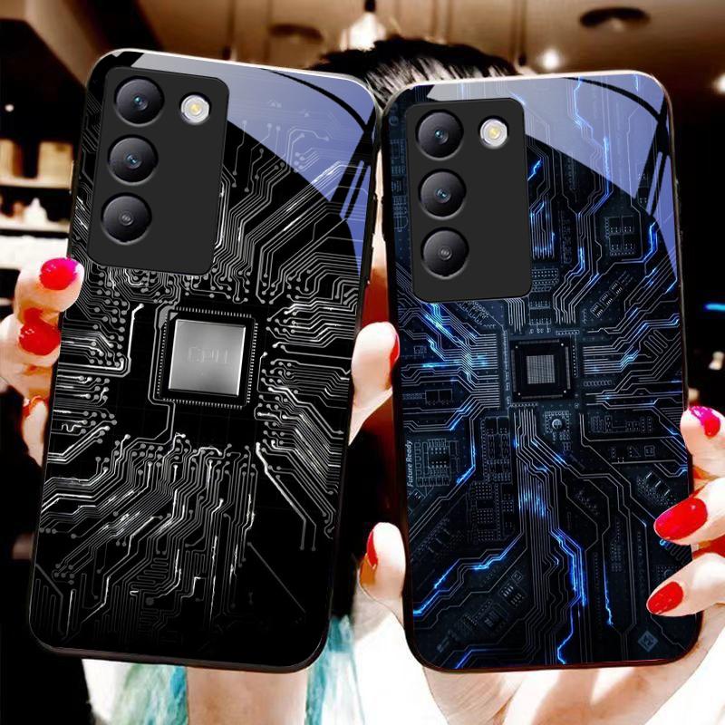 Počítačový prvek Pro Y72 33S 11 03 36 96 Lite 35 16 Iqoo 12 V40 SE 5G 29 40 21 30 X80 Pro Vivo Tvrzené sklo Pouzdro na telefon Černé