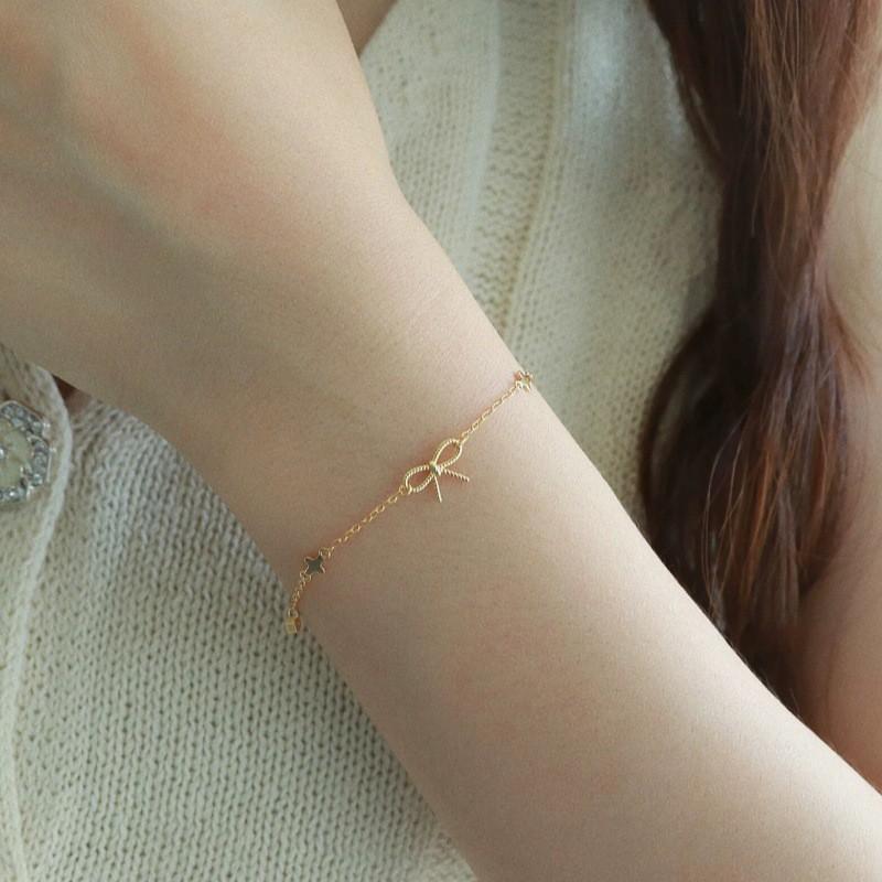 Sterling Bow Knot Bracelet Women Minimalist Cross Pendant Fashion Jewelry