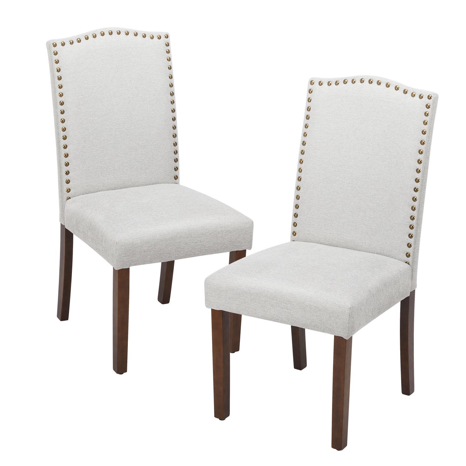 Modern Armless Dining Chairs With Upholstered Fabric,Nailhead Trim And Wood Legs серый