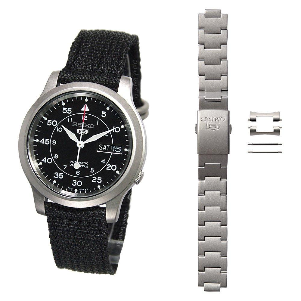 

набір SNK809K2 і справжній військовий металевий ремінь Seiko 5 і 2 шпильки для ременя [Набір продукту] [Seiko Import] [Реімпортований продукт] 3 шт.