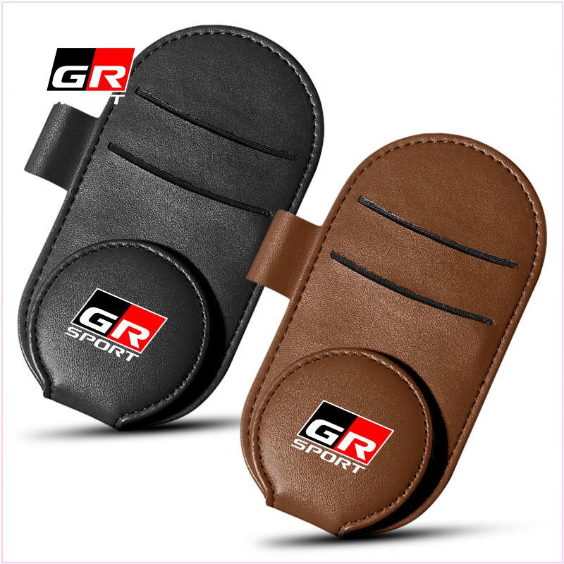 Leather Car Glasses Clip Sun Visor Multi-function Sunglasses Clip for TOYOTA TRD GR Chr Corolla Yaris Rav4 E150 E120 Land Cruiser