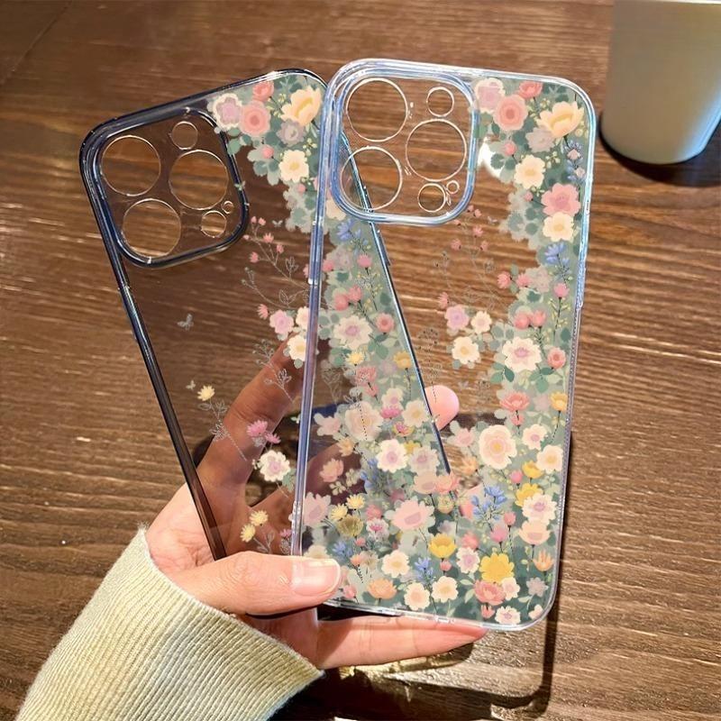 Shockproof Transparent Floral Phone Case for iPhone 17 17E 16 16E 15 14 13 12 11 Air Pro Max Plus Anti Scratch Anti Yellow Cover