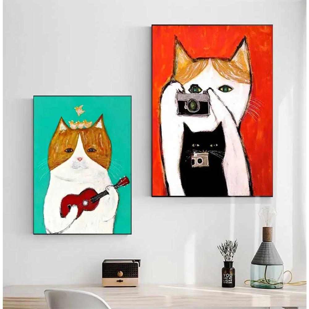 Cats and Dog Nordic Cute Simple Cartoon Canvas Poster Unframed Wall Art Painting Fashion Home Decoration living room accessories