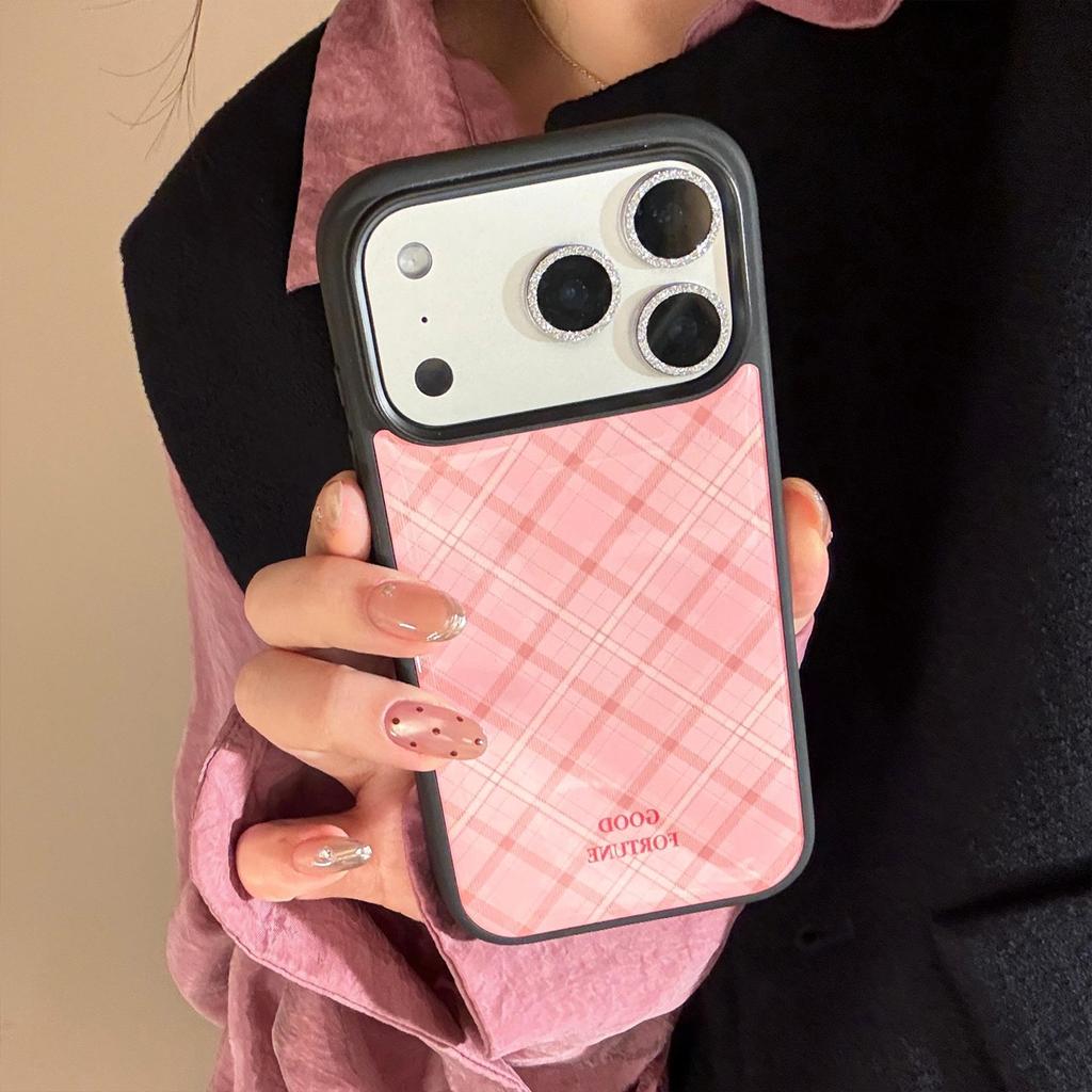 Funda para teléfono con estampado de cuadros rosas para iPhone 16, iPhone 17 y iPhone 17 Pro Max
