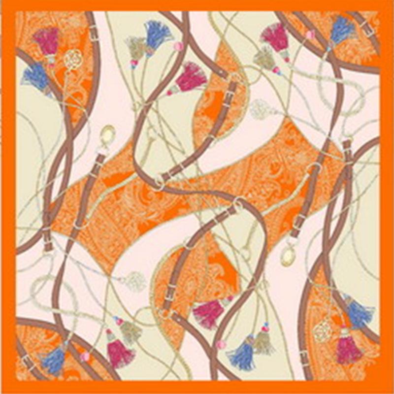 

Высококачественные роскошные шелковые шарфы, повязка на голову, шарфы, шейный шарф для женщин, шелковый шарф с цепочкой, женская декоративная шаль 90*90cm