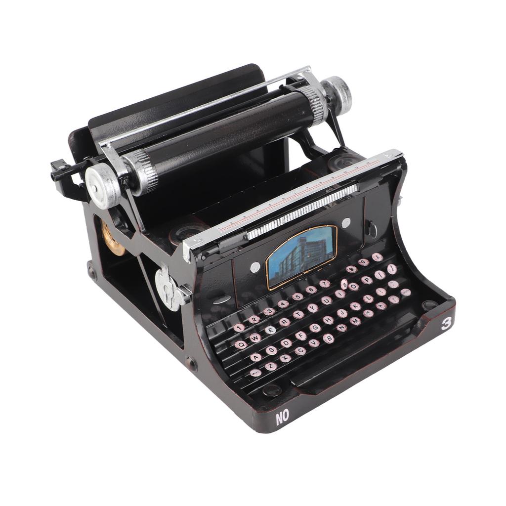 Antikk Skrivemaskin Modell Svart Retro Vintage Bærbar Manuell Håndlaget Rekvisitter Modell Dekorasjon