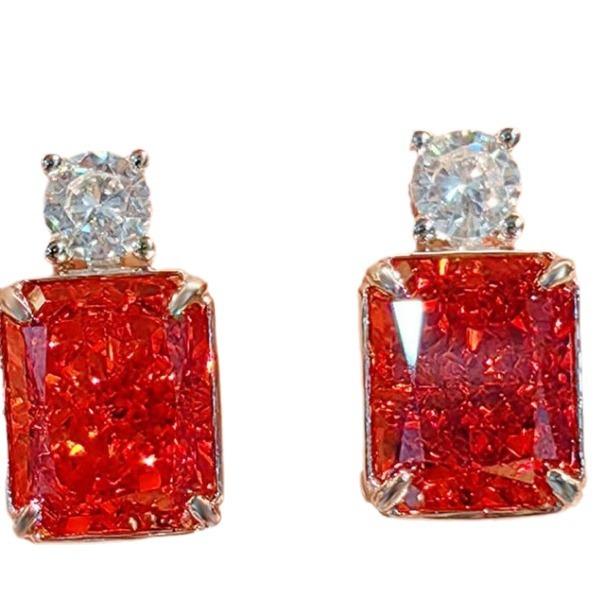 Temperament Seiko Quadratisches Ring-Set Premium Parfümflasche Hochkarätiger Diamant Eisblumenschliff Halskette Ohrringe Damen