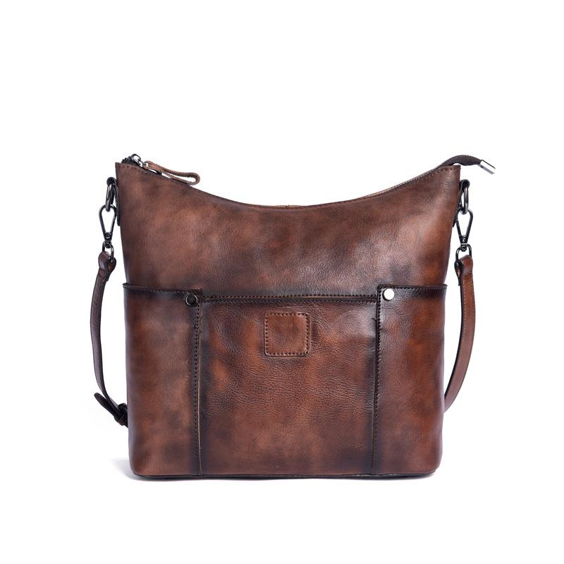 2023 Ретро Ручная Работа Верхний Слой Коровья Кожа Сумка Через Плечо - Большая Вместимость Сумка-Тоут