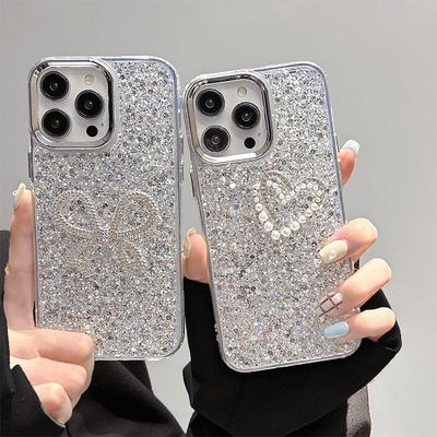 Schleifenförmige Liebes-Diamant-Handyhülle für IPhone 17 Promax Tropfenkleber für Apple 14 Glitzernd Rosa 13 Frauen