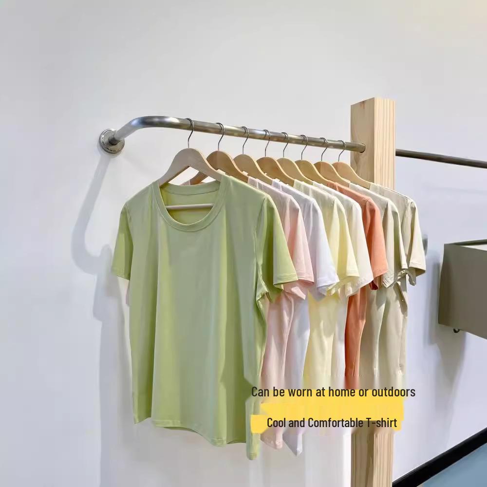 Women's 5A Antibacterial Solid Color Round Neck Short Sleeve T-Shirt for Spring/Summer