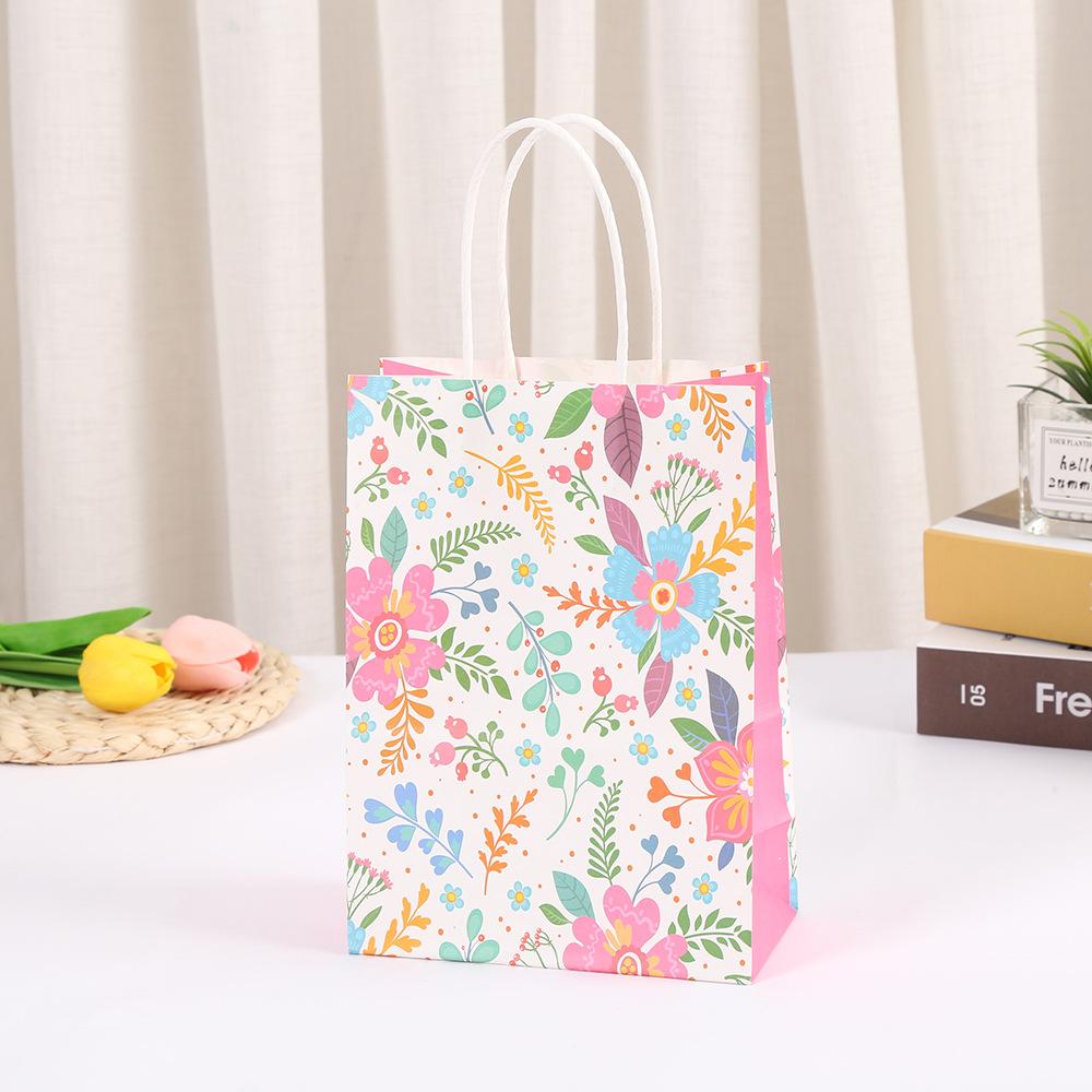 StoBag, Plant Print Kraft Paper Bags, Colorful Flowers Packing Bags Ins, Gifts Candy Snack Souvenirs Decorative Supplies