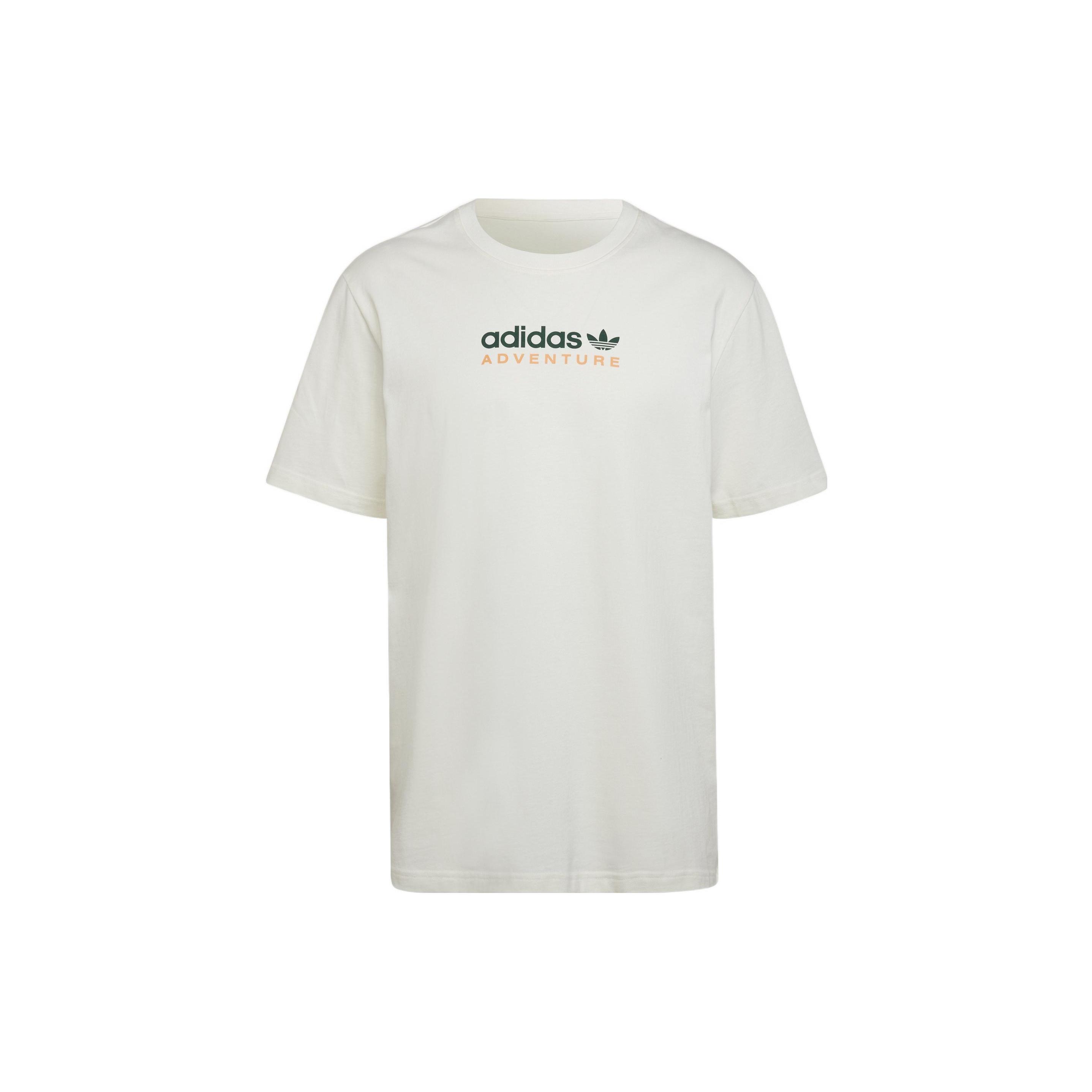 Men s adidas originals Mtn Spr Tee Alphabet Logo Printing Sports Round Neck Short Sleeve White T-Shirt HF4773 XL