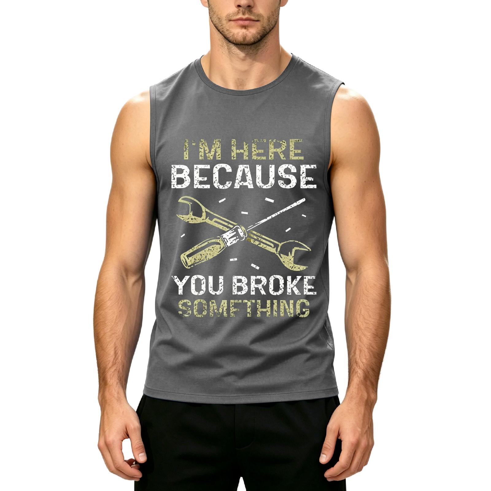 

Men s Casual Sleeveless Tank Top Labor Day Printed Muscle Shirt Lightweight Comfortable Fit Summer Apparel XXXXL