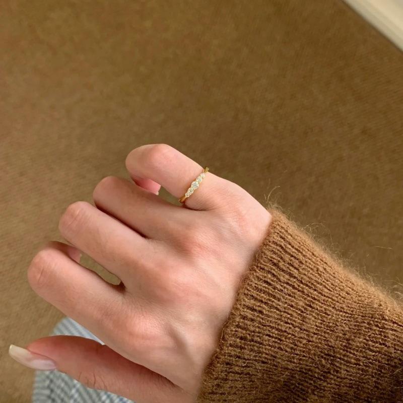 Korean INS Style Cubic Zirconia Stacking Ring for Women - Niche Design