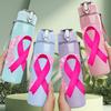 1PC Pink Breast Cancer Ribbon 750ml Color Plastic Sports Water Bottle Leakproof Flip Straw Lid Suitable for Sports Office Home Use
