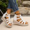 The 2025 new summer fashion wedge heel rhinestone thick-soled Roman sandals are elegant and stylish with hollow designs