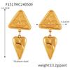 Design Female Hip-Hop Personality Trend Titanium Steel Plated 18K Gold Geometric Devil'S Eye Fringed Earrings Set