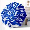 1pc Blue Wave Pattern Automatic Folding Umbrella, Portable & Foldable Design with 8 Ribs, Casual Outdoor Accessory Halloween and Christmas G