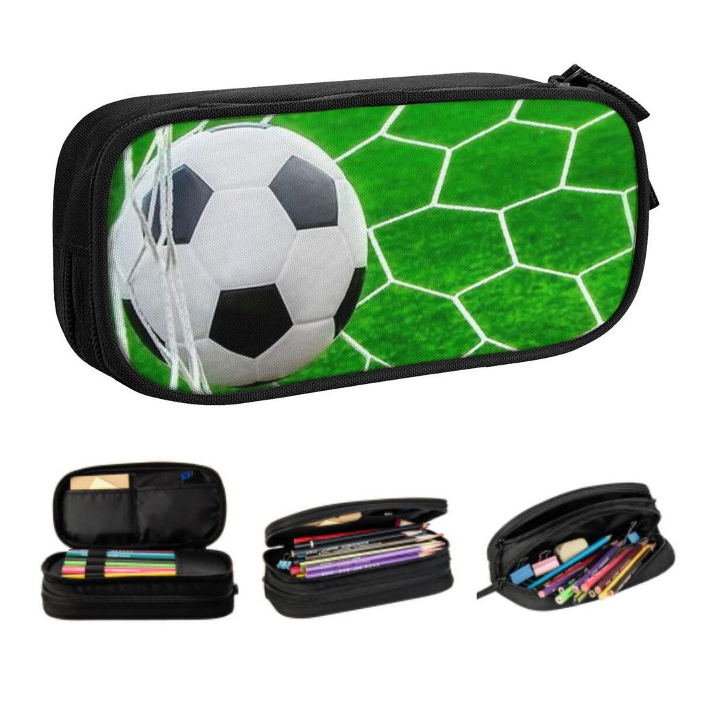 Custom Football Pattern Pencil Case for Boys Gilrs Large Storage Soccer Ball Pen Bag Box School Supplies