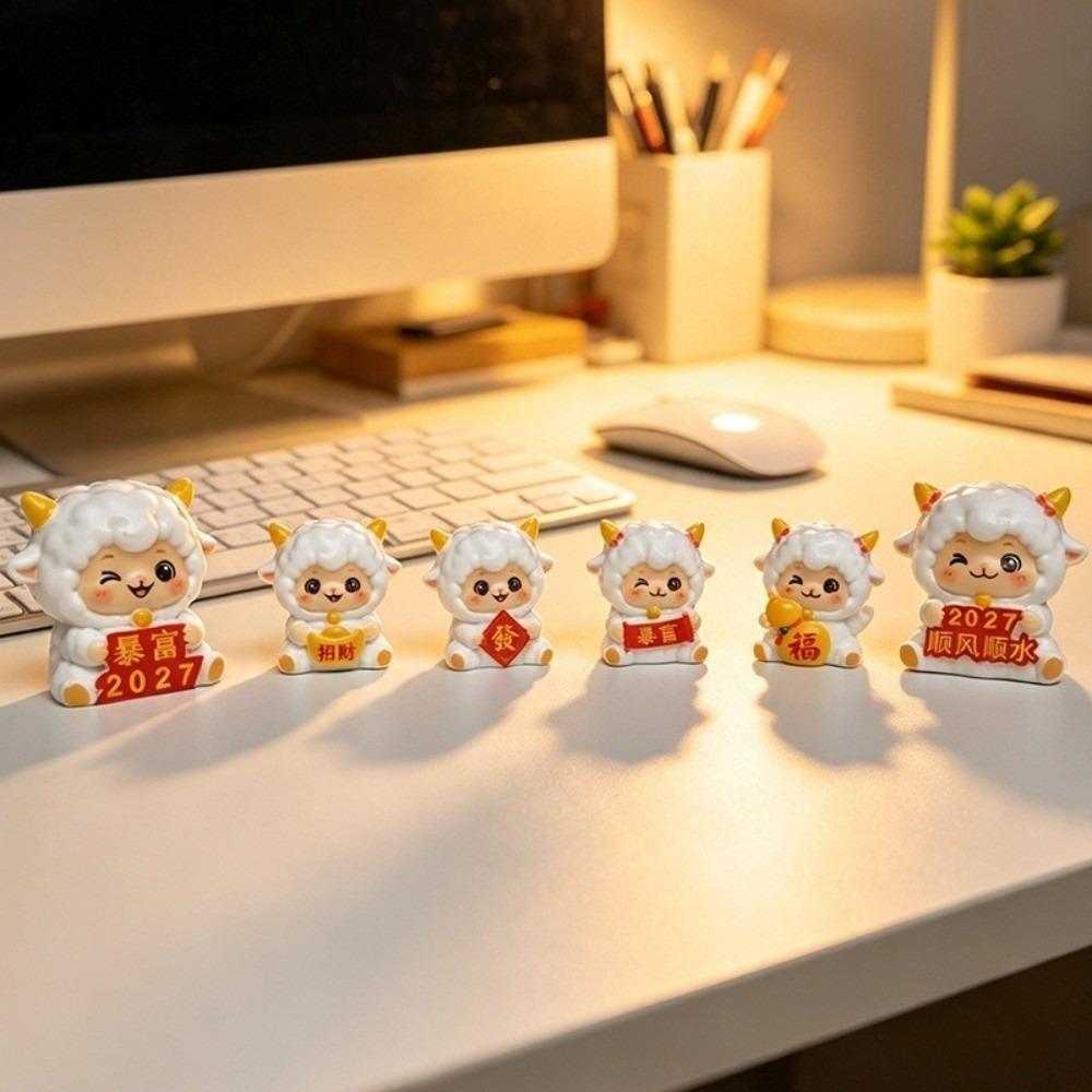 Resin Year of The Goat Ornament Cute Design Mascot Ornament Zodiac Figurines Spring Festival