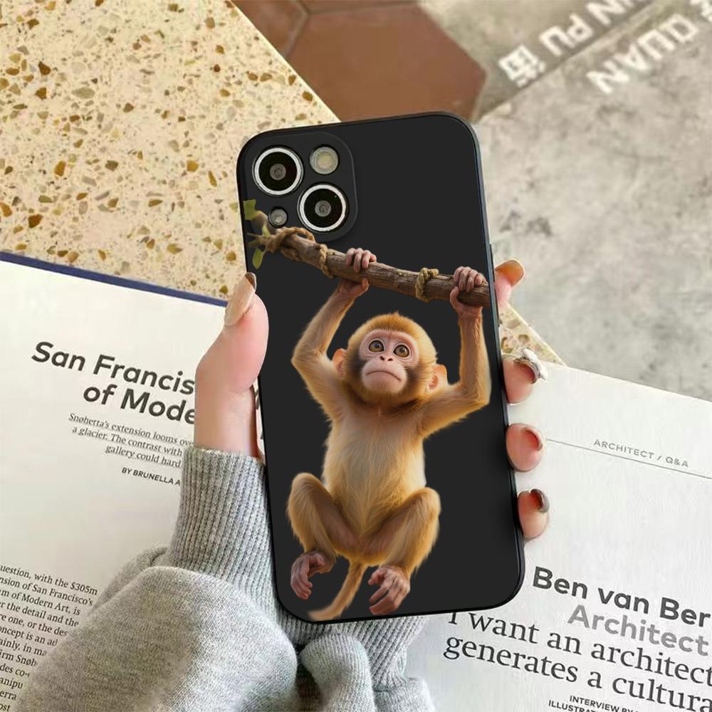 Cute Monkey Hanging on Branch Phone Case for Xiaomi Redmi Note 14 13 12 11 10 9 8 7 Pro Plus Soft Shockproof Protective Cover Redmi Note8Pro