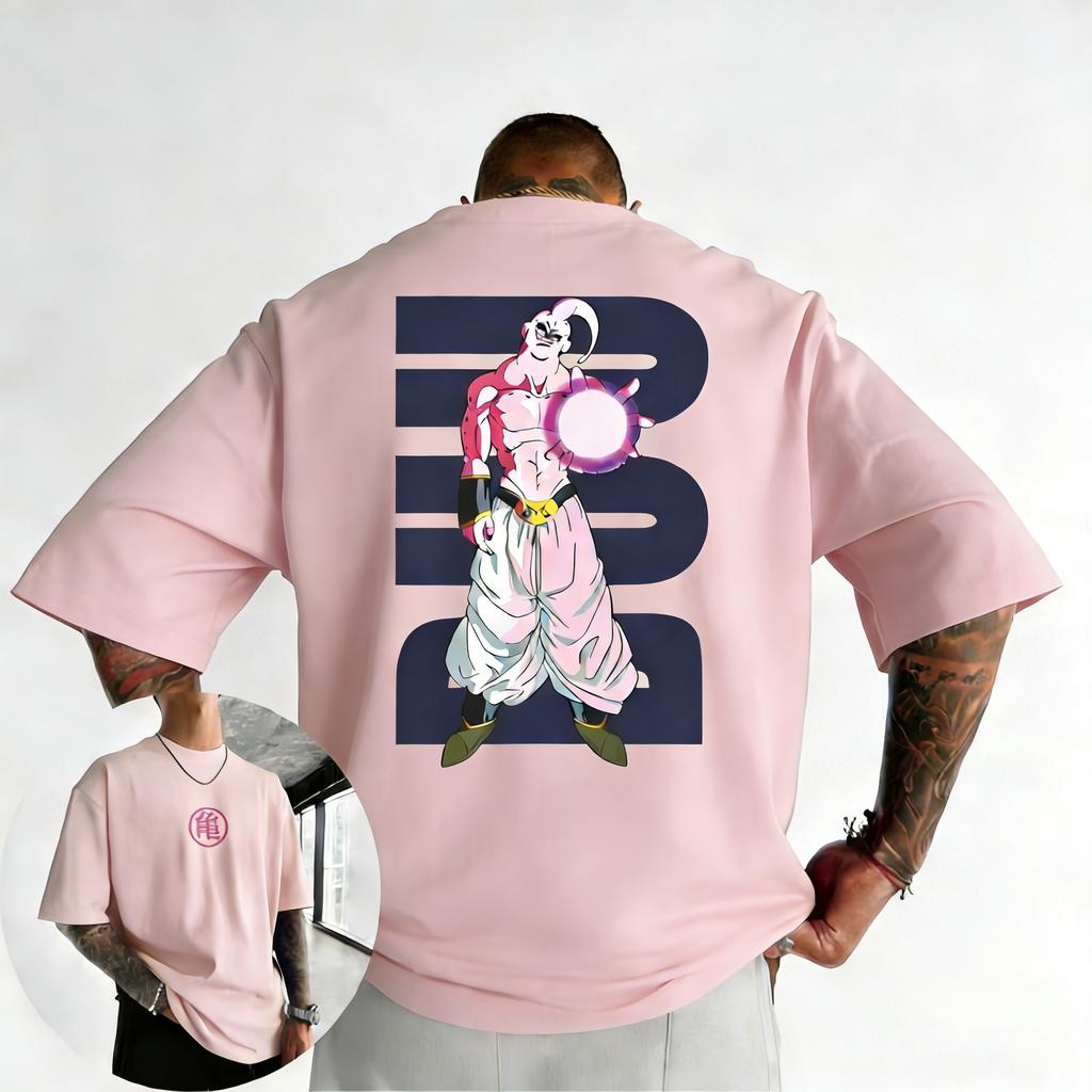 Dragon Ball Trendy Hot Items Anime Tshirt Summer New Majin Buu Front and Back Printed Men and Women Street Hiphop Casual Top