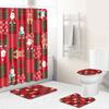 Christmas Shower Curtain Floor Mat Combination Four-Piece Set Bathroom Toilet Carpet Shower Room Mat Foot Mat