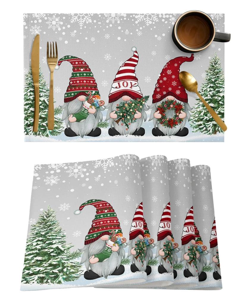 1PC Placemat Christmas Snowman Snowflake Kitchen   Coffee Dining Table Mats Coaster Pad