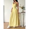 Women Yellow Halter Neck Maxi Dress Sleeveless V-Neck Backless A-Line Long Dress Casual Summer Elegant Beach Party Dresses