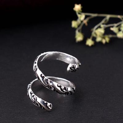 Unique Handmade Silver Arthritis Ring Adjustable Splint Thumb Band Pain Relief Therapy Jewelry Gift for Women & Men