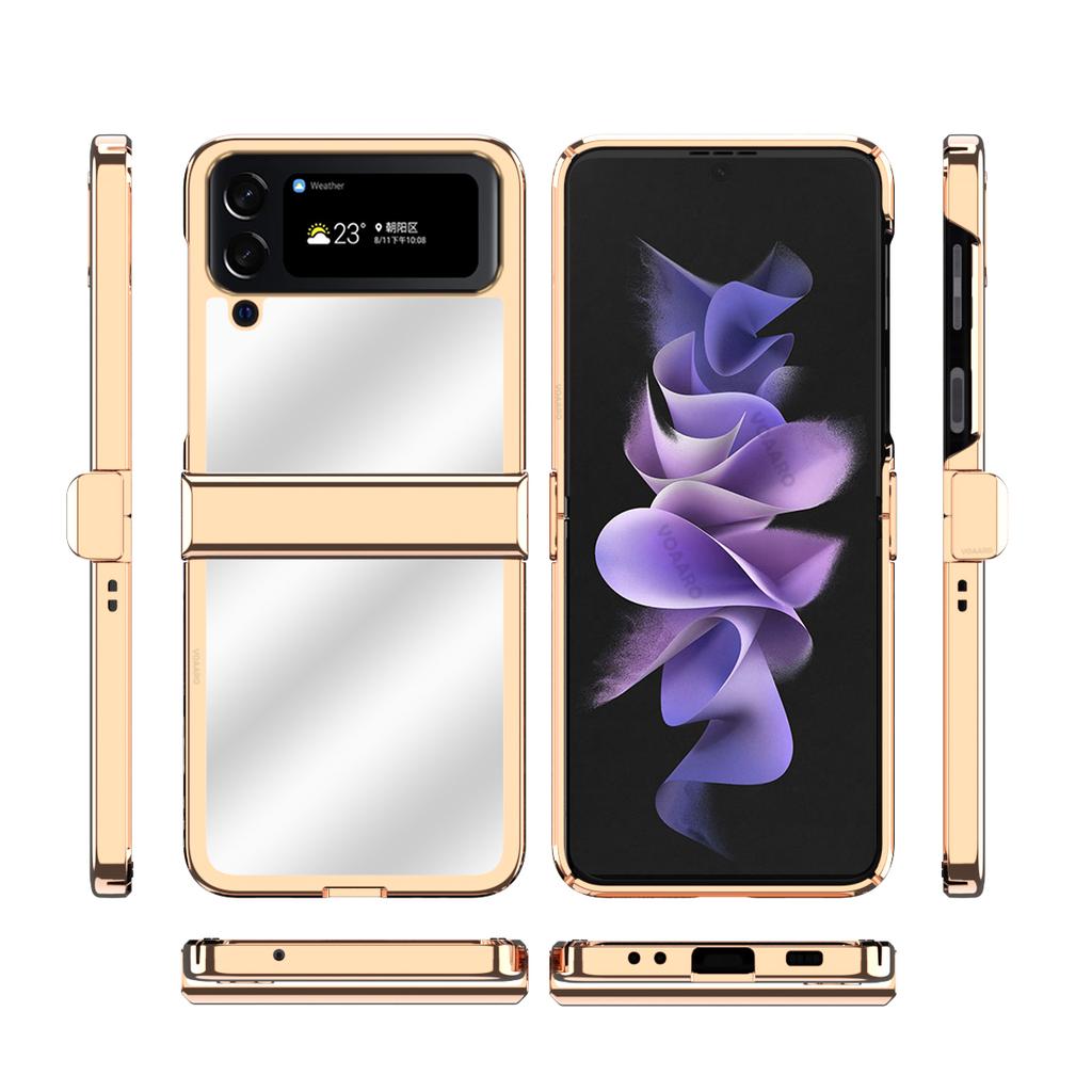 For Samsung Galaxy Z Flip 4 Case With Hinge Protection Light Luxury Electroplating Mirror Cover For Samsung Z Flip 4 5g Case