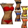 Traje de Baño 2 Piezas/Set Bikini de Verano Color Sólido Push Sin Tirantes Simple Traje de Baño para Mujer para la Playa