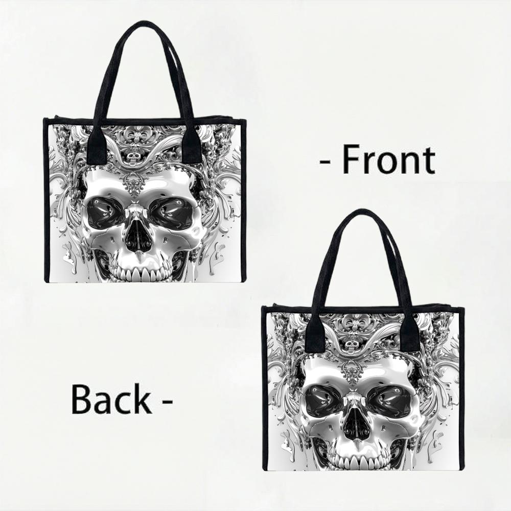 Gothic Skull Print Tote Bag for Daily Use