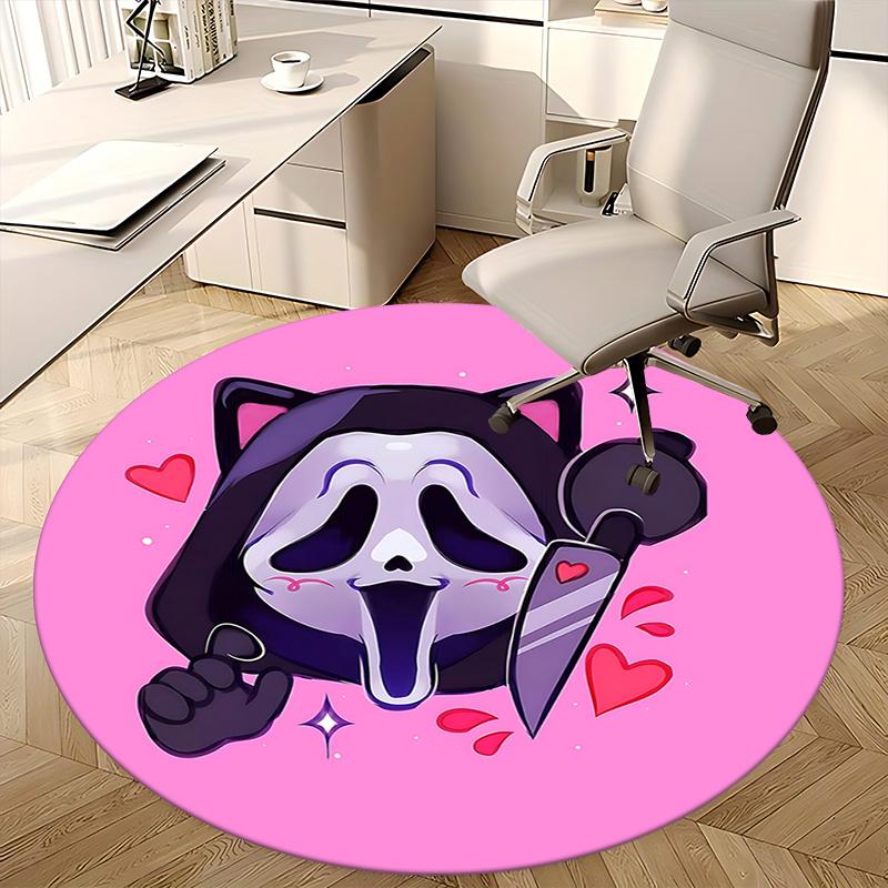 Gamer Skull Chair Mat Round Carpet for Office Home Decor, Cute Gift for Bedroom Living Room and Various Rooms0491b