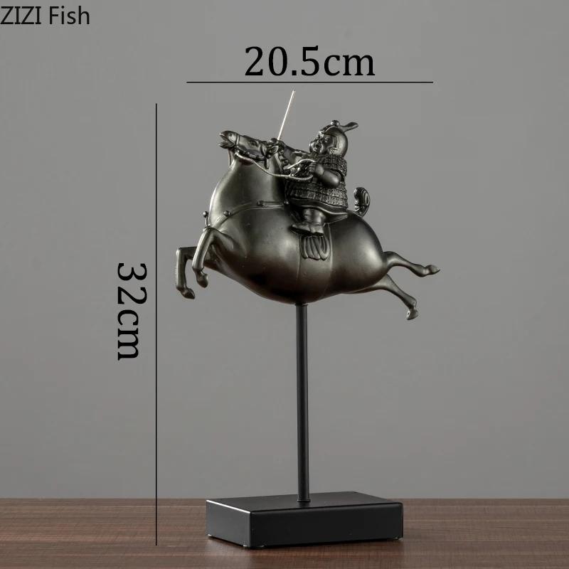 Antique Terracotta Warrior Horse Sculpture Desktop Decoration Resin Knight Abstract Animal Horse Figurines Gift Home Decoration