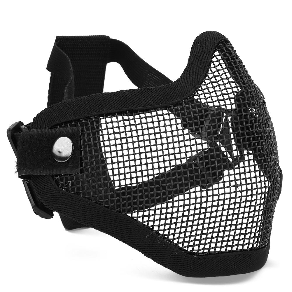 

Металева сітка для обличчя Тактика Половина обличчя Захисна плівка Безпека Однотонний Антибунт CS(Чорний )