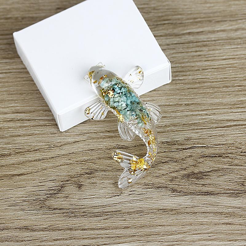 Fish Statue Natural Stone Healing Crystal Carved Animal Figurine Room Decor Reiki Mineral Gemstone Aquarium Decoration Gift