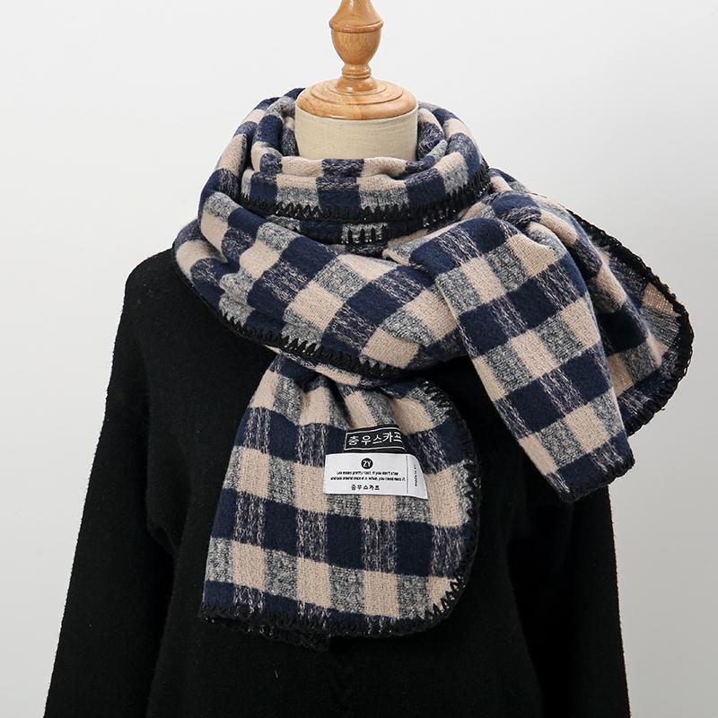 Retro Plaid Printed Pashmina Shawl Scarf For Woman Winter Warmer Scarves Korean Style Neckerchief Christmas Gift Muffler