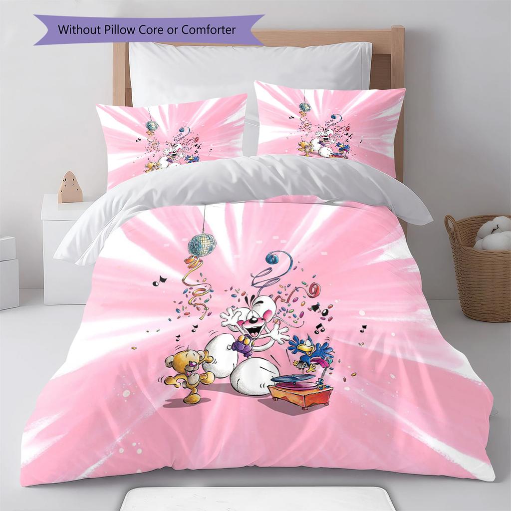 Diddl Pattern Bedding,Quilt Set Quilt Cover Pillowcase Home Birthday Gift (1 * Duvet Cover + 2 * Pillowcase, Without Core)