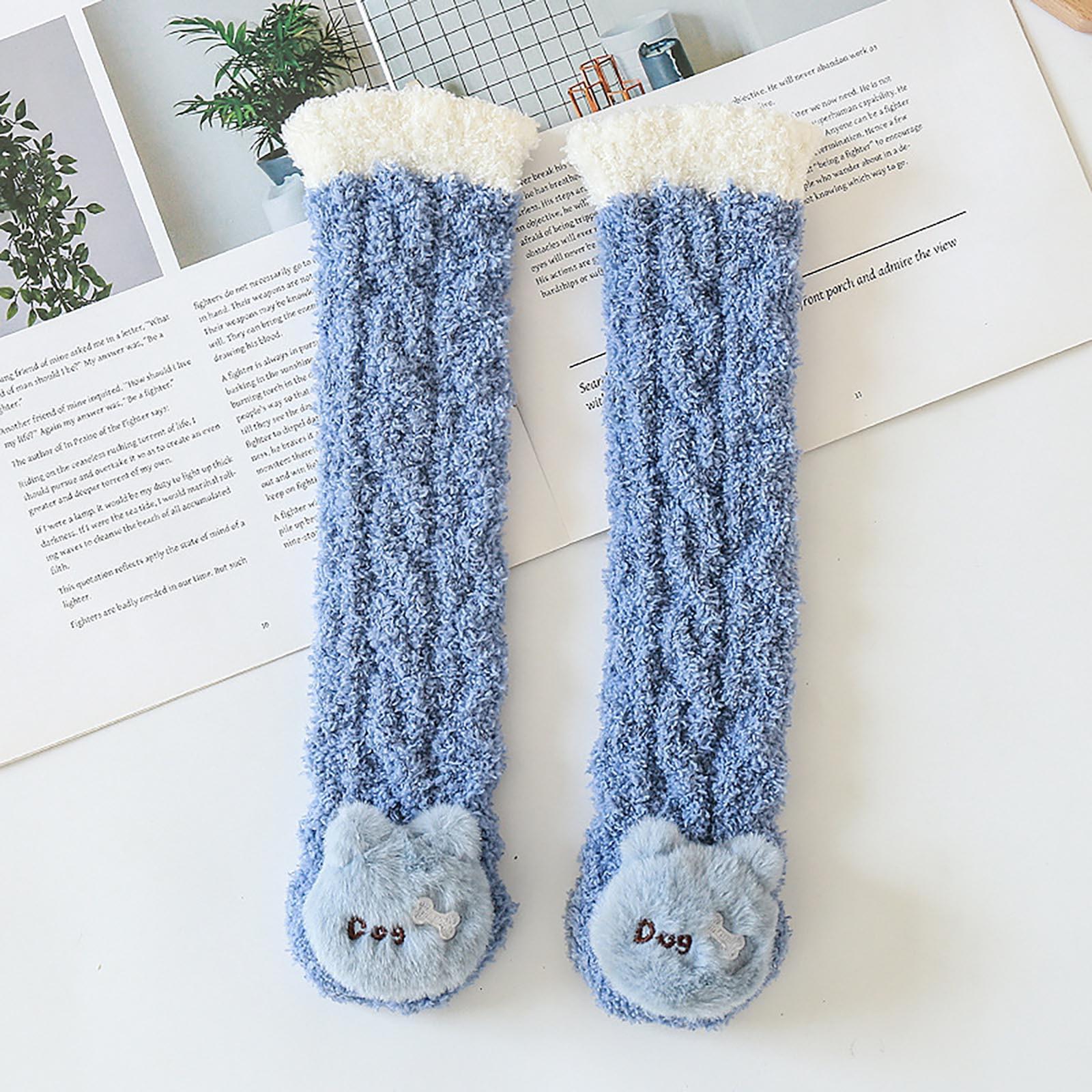 

0-3 Years Coral Fleece Children S Socks Thickened Baby Floor Socks Baby Newborn Boys And Girls Mid-Tube Sleeping Socks One Size синий