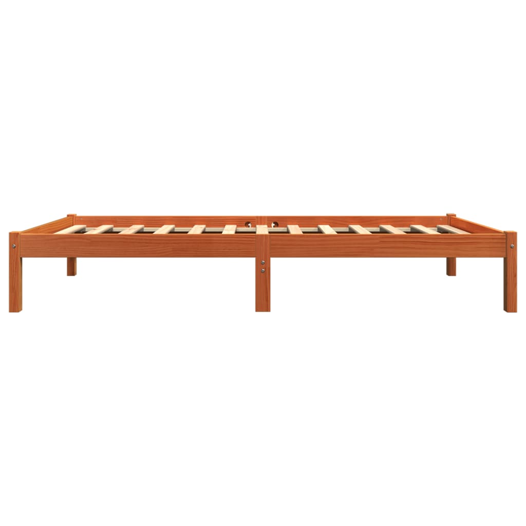 Vidaxl Bed Frame Without Mattress, Waxed Brown, 75X190 Cm, Pine