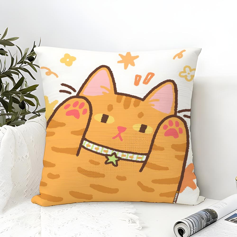 Cute Cartoon Animal Companion Patterns Pillow Case Cotton Linen Fabric Square Zipper Pillowcase Home Decorative Living Room